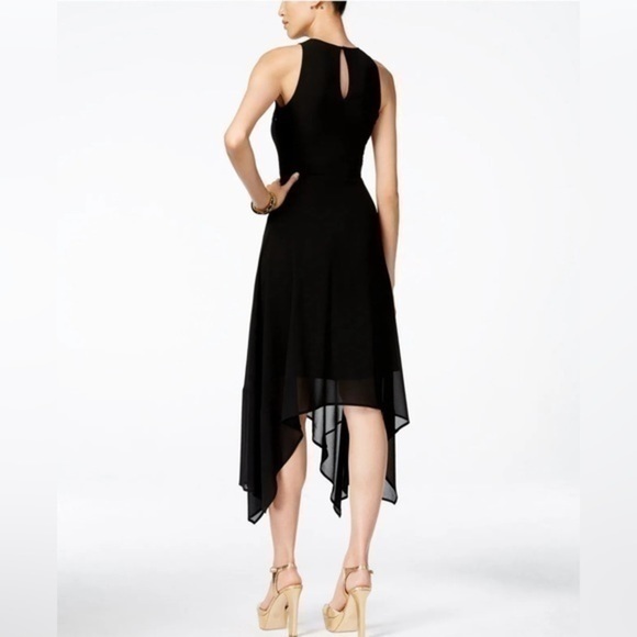 💋NWT Michael kors sharkbite hem maxi black cocktail dress 👗 6 - Picture 2 of 16